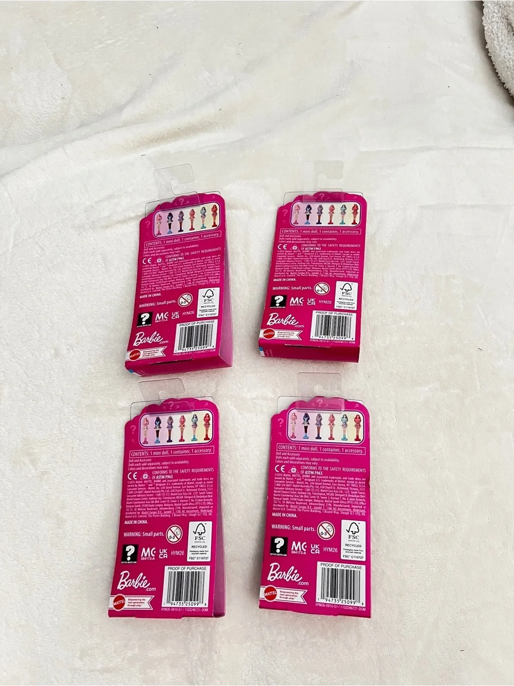 Lot of 4 Barbie Mini BarbieLand Pop Reveal Dolls, 1.5-inch Doll Ages 4+ Mattel